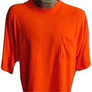 Vintage T-shirt XL Single Stitch Sasquatch Dayglo Orange Blank Pocket T-Shirt